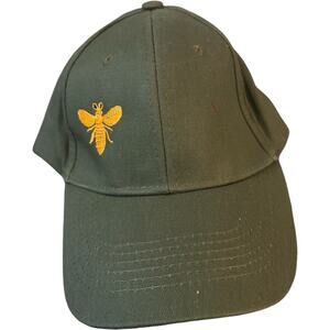 Olive Green Baseball Cap with Gold Embroidered Bee, NWOT